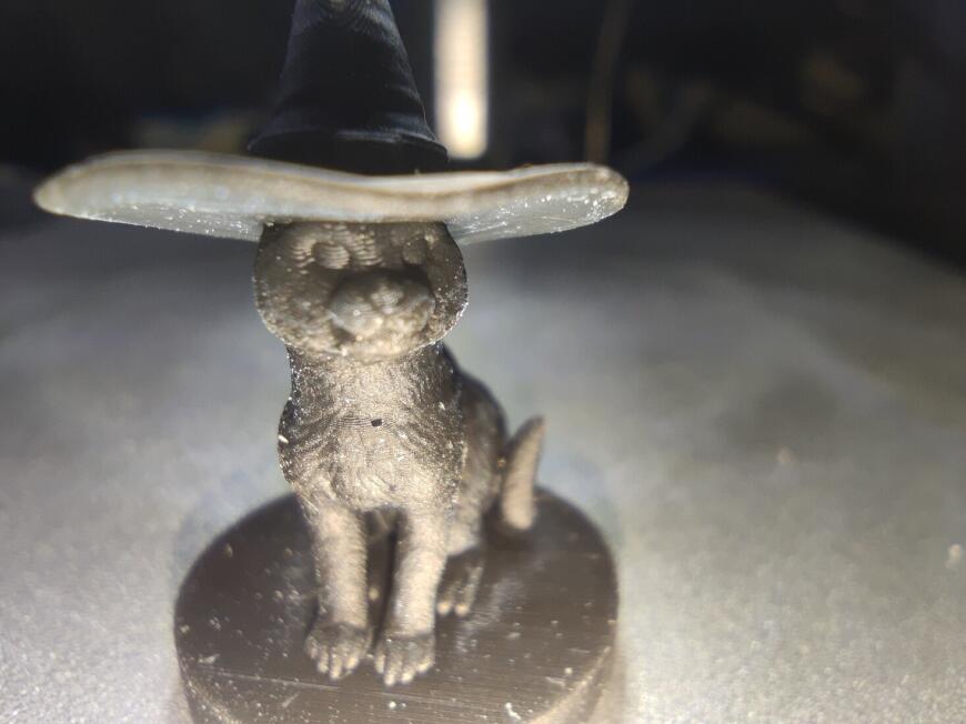 Пример работы 3д принтера кот в шляпе от Anycubic Photon M3 Premium 